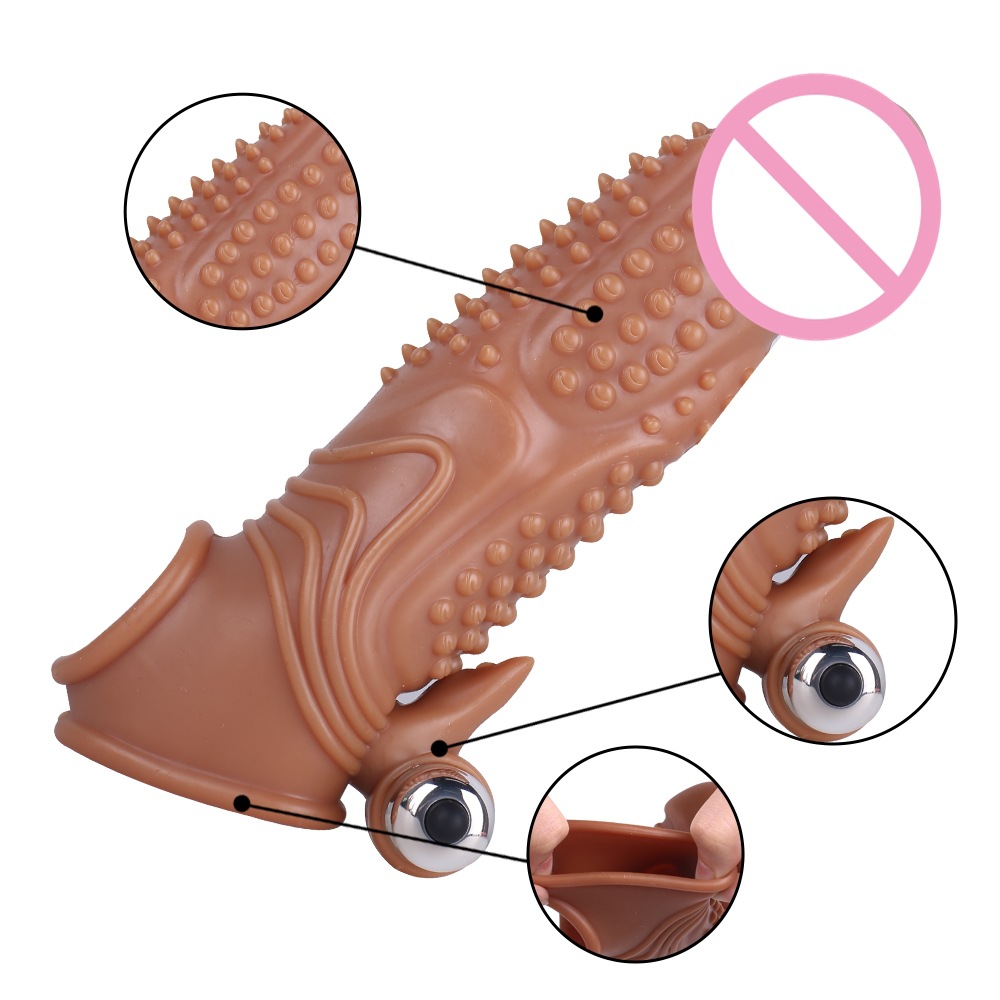 India's Best Plus-Size Vibrating Crystal Penis Sleeve Extender - Realistic Wolves Silicone Male Masturbation Sleeve Cock Ring Adult Sex Toy - Image 9