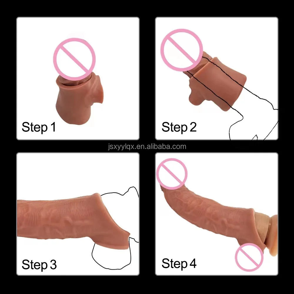 Premium Realistic Silicone Huge Penis Sleeve Enlargement Cock Extender - Reusable Delay Condom for Men - Best Couple Sex Toys in India - Discreet Delivery - Image 8