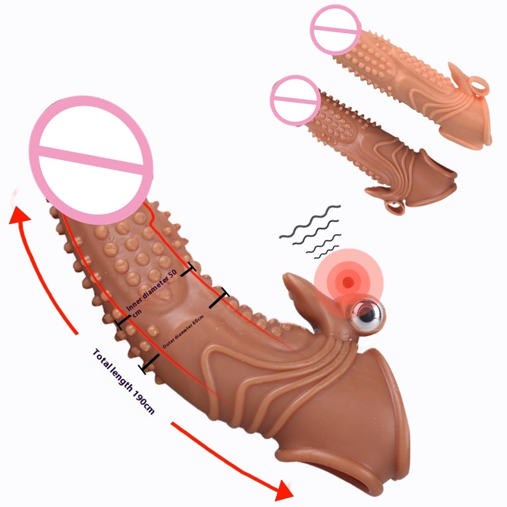 India's Best Plus-Size Vibrating Crystal Penis Sleeve Extender - Realistic Wolves Silicone Male Masturbation Sleeve Cock Ring Adult Sex Toy - Image 5