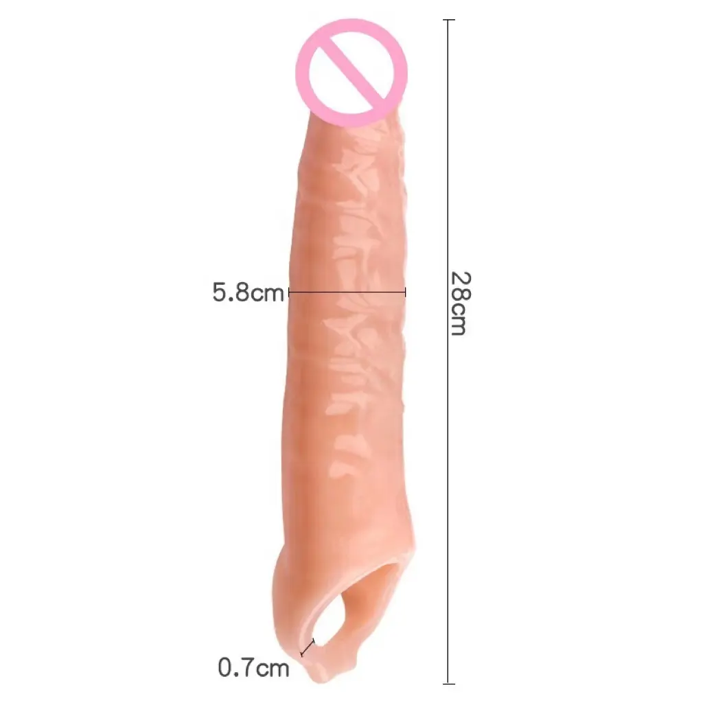 Premium Realistic Silicone Huge Penis Sleeve Enlargement Cock Extender - Reusable Delay Condom for Men - Best Couple Sex Toys in India - Discreet Delivery - Image 6