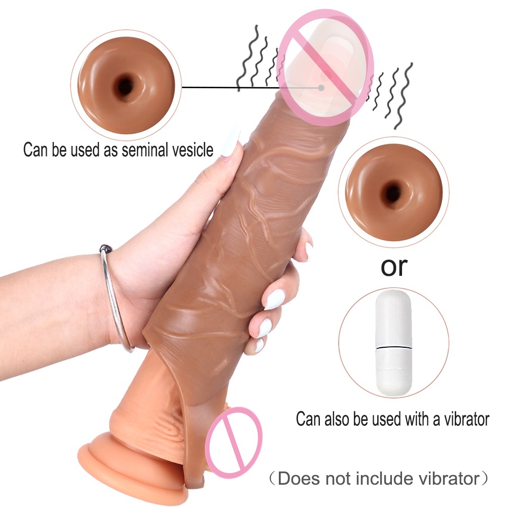 Premium Realistic Male Penis Sleeve for Enlargement & Delay - Wolf Tooth Textured Reusable Condom - Thickened Silicone Extender for Couples - Image 11